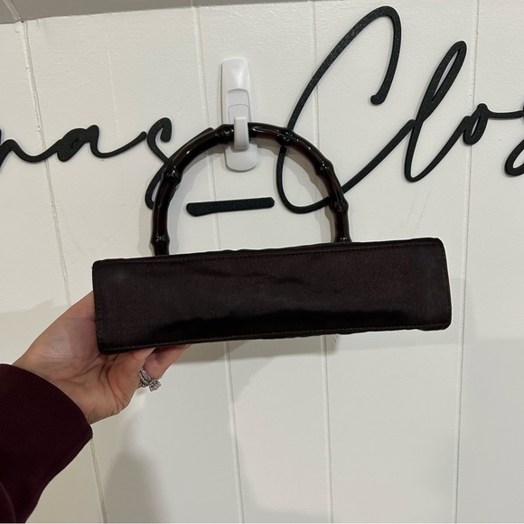 Gucci Dark Purple Satin Shoulder Bag with Bamboo Handle Vintage 1990s - Picture 8 of 13